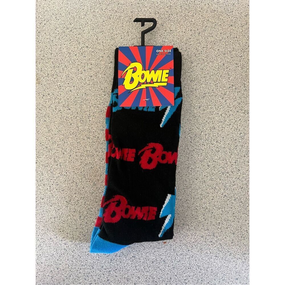 Official David Bowie black logo crew socks US 7-12 unisex men’s women’s rock